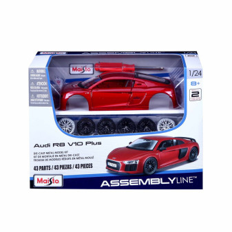 Maisto 39510 Audi R8 V10 Plus, metal červená, assembly line, 1:24 model KITS