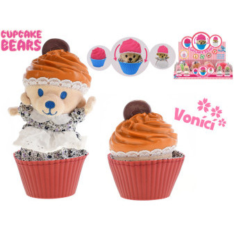 Cupcake medvídek plyšový 10cm vonící v blistru 12druhů