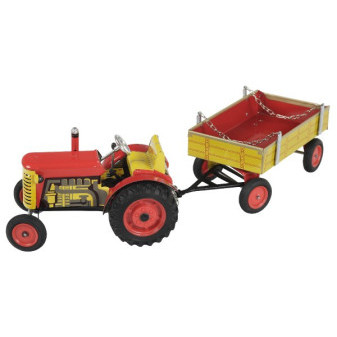 Kovap 0395 Traktor červený Zetor a valník plechový plastová kola