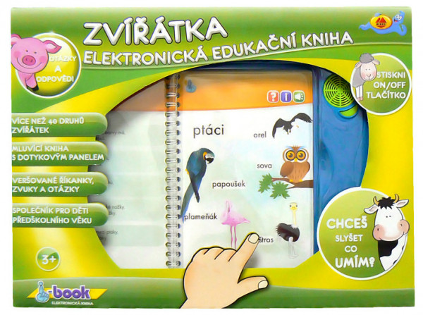 I - book Zvířátka naučná elektronická kniha 20,5 x 19 x 1,5 cm česky mluvící v krabičce