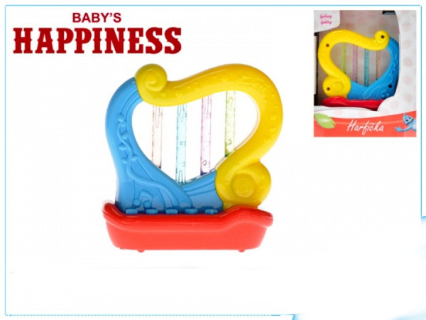 Harfička harfa 11 cm na baterie s melodiemi a světlem Baby's Happiness