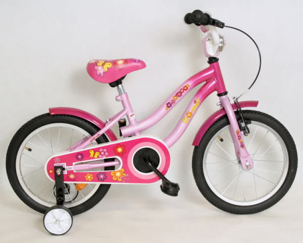 Freestyle dětské jízdní kolo Flower pink 16' s pomocnými kolečky