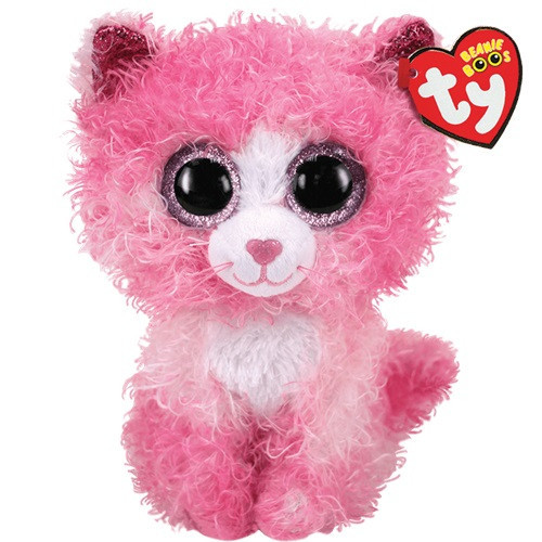 TY Beanie Boos REAGAN - růžová kočka s kudrnatými vlasy 15cm