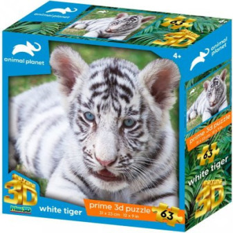 Prime 3D puzzle - Bílý tygr 63 dílků