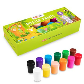 EASY Kids Plakátové barvy v kelímku, 12 barev