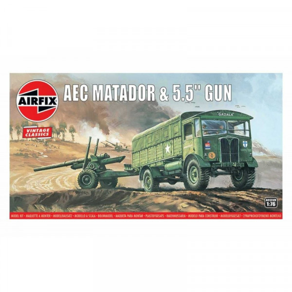 Airfix Classic Kit VINTAGE military A01314V - AEC Matador & 5.5' Gun (1:76)