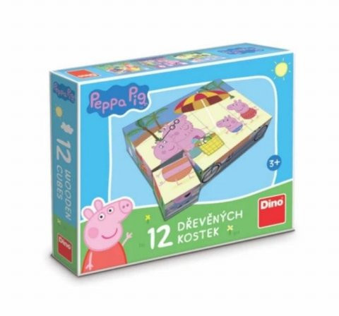 Dino Dřevěné kostky Peppa Pig – 12 kostek