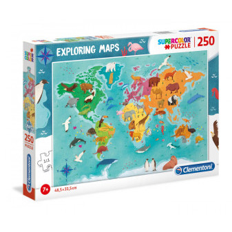 Clementoni 29063 Puzzle Zvířecí mapa světa 250 dílků