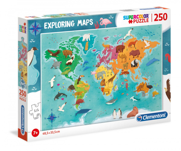 Clementoni 29063 Puzzle Zvířecí mapa světa 250 dílků