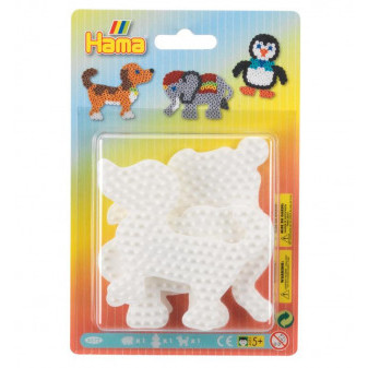 Lowlands Podložka na zažehlovací korálky Hama slon,tučňák,pejsek plast 3ks na kartě 12x18x3cm