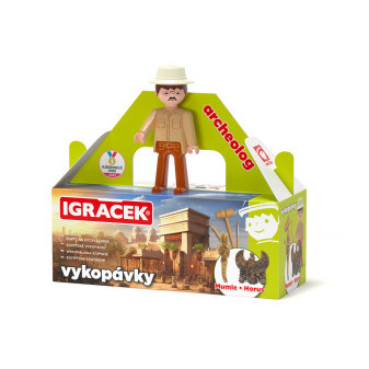 Igráček Archeolog figurka s egyptskými vykopávkami Mumie a sošky boha Hora