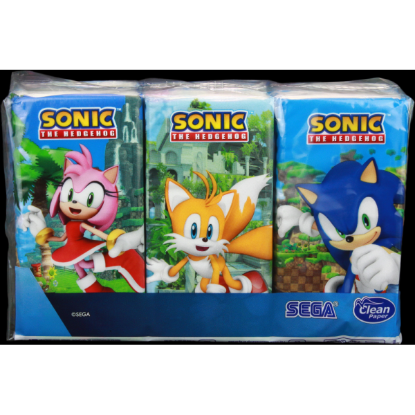 Kapesníky Sonic s potiskem 4 vrstvé, folie 6 ks