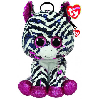 TY Fashion batůžek s flitry Zoey - zebra 25 cm