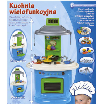 Kuchyňka kuchyň a myčka modrá dětská s bohatým příslušenstvím  100 cm