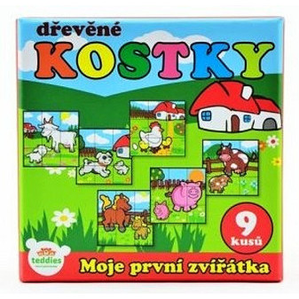 Kostky kubus Moje první zvířátka dřevo 9 x 9 x 3 cm 9 ks