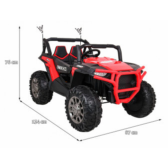 Auto elektrické vozítko na baterie Jeep terénní Buggy Racer 4x4 červené LCD displej