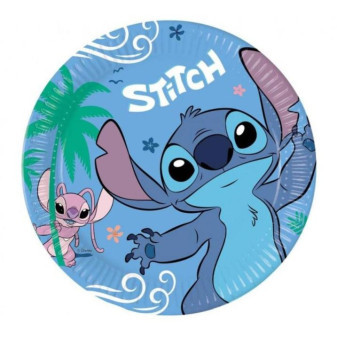 Papírové talíře Stitch a Angel - 23 cm - 8 ks