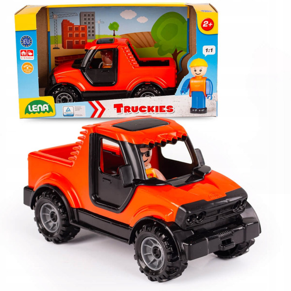 Lena Auto Truckies Pick-up plast 19cm s figurkou v krabici