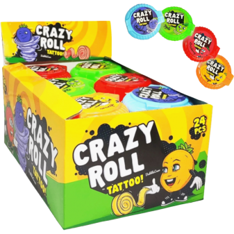 Žvýkačka crazy roll s tatto s ovocnou příchutí mix