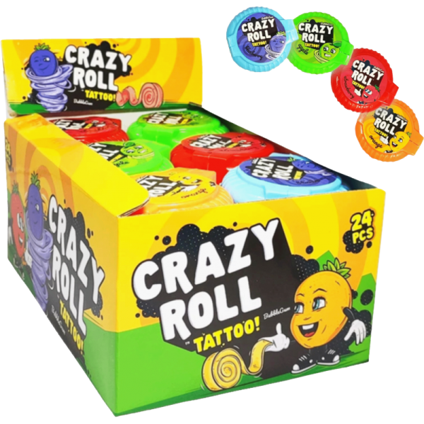 Žvýkačka crazy roll s tatto s ovocnou příchutí mix